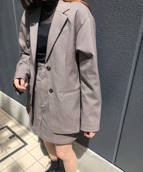 w closet（ダブルクローゼット）の「【SETUP対応】シングル前テーラードジャケット（テーラードジャケット・レディース・ベージュ系その他/ブラック系その他・FREE）」の2枚目の写真