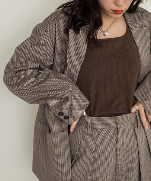 w closet（ダブルクローゼット）の「【SETUP対応】シングル前テーラードジャケット（テーラードジャケット・レディース・ベージュ系その他/ブラック系その他・FREE）」の6枚目の写真