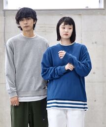 【WEB限定】SHIPS: 〈スウェット+ボーダーロンT〉レイヤード クルーネック スウェット