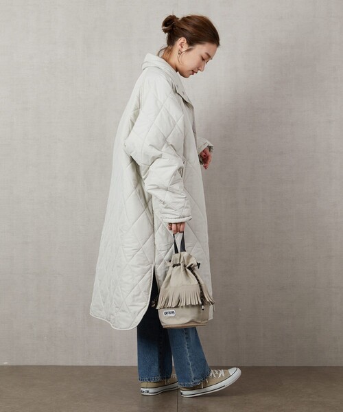 FREAK'S STORE（フリークスストア）の「▽【WEB限定】ダイヤキルトスタンドカラーコート(キルティングコート)（ダウンジャケット/コート・レディース・ブラック/オリーブ/ナチュラル・ﾌﾘ-）」の3枚目の写真