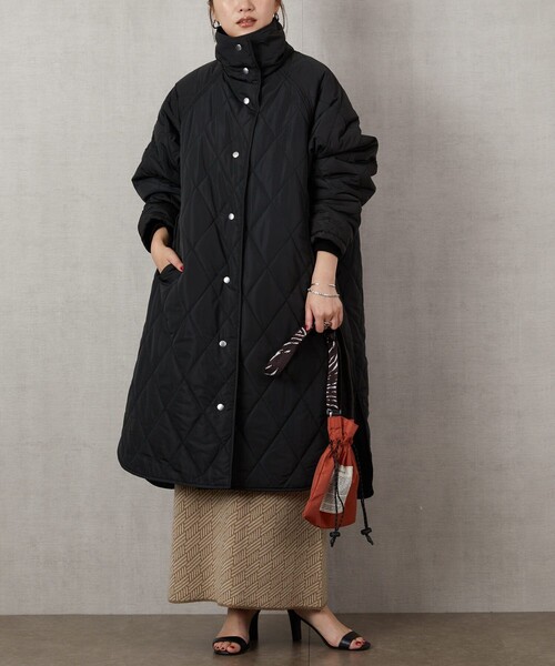 FREAK'S STORE（フリークスストア）の「▽【WEB限定】ダイヤキルトスタンドカラーコート(キルティングコート)（ダウンジャケット/コート・レディース・ブラック/オリーブ/ナチュラル・ﾌﾘ-）」の2枚目の写真