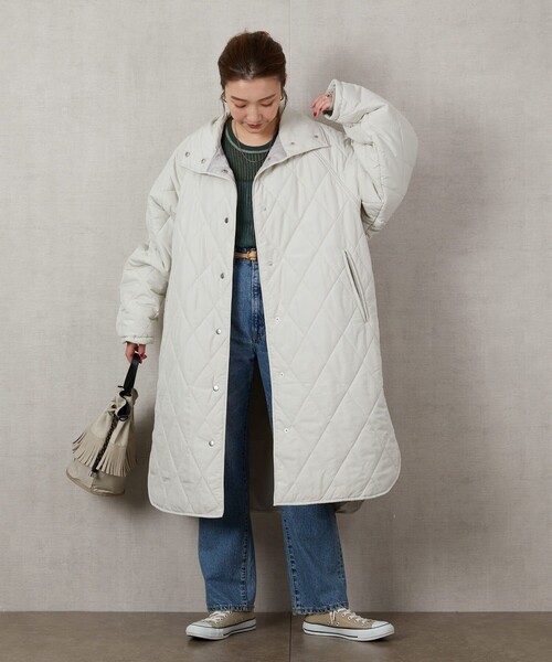 FREAK'S STORE（フリークスストア）の「▽【WEB限定】ダイヤキルトスタンドカラーコート(キルティングコート)（ダウンジャケット/コート・レディース・ブラック/オリーブ/ナチュラル・ﾌﾘ-）」の18枚目の写真