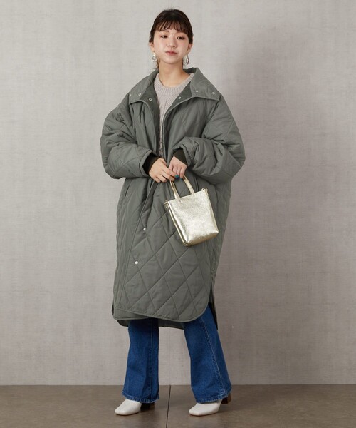 FREAK'S STORE（フリークスストア）の「▽【WEB限定】ダイヤキルトスタンドカラーコート(キルティングコート)（ダウンジャケット/コート・レディース・ブラック/オリーブ/ナチュラル・ﾌﾘ-）」の8枚目の写真