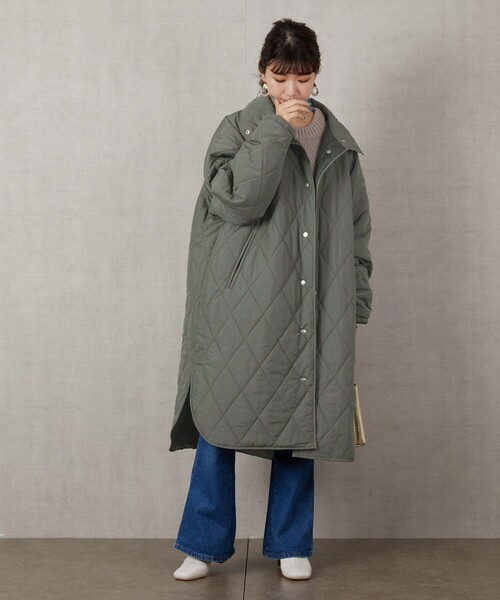FREAK'S STORE（フリークスストア）の「▽【WEB限定】ダイヤキルトスタンドカラーコート(キルティングコート)（ダウンジャケット/コート・レディース・ブラック/オリーブ/ナチュラル・ﾌﾘ-）」の15枚目の写真