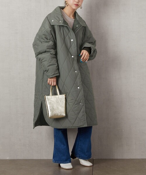 FREAK'S STORE（フリークスストア）の「▽【WEB限定】ダイヤキルトスタンドカラーコート(キルティングコート)（ダウンジャケット/コート・レディース・ブラック/オリーブ/ナチュラル・ﾌﾘ-）」の19枚目の写真