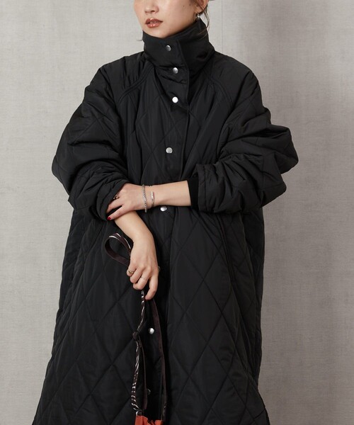 FREAK'S STORE（フリークスストア）の「▽【WEB限定】ダイヤキルトスタンドカラーコート(キルティングコート)（ダウンジャケット/コート・レディース・ブラック/オリーブ/ナチュラル・ﾌﾘ-）」の12枚目の写真