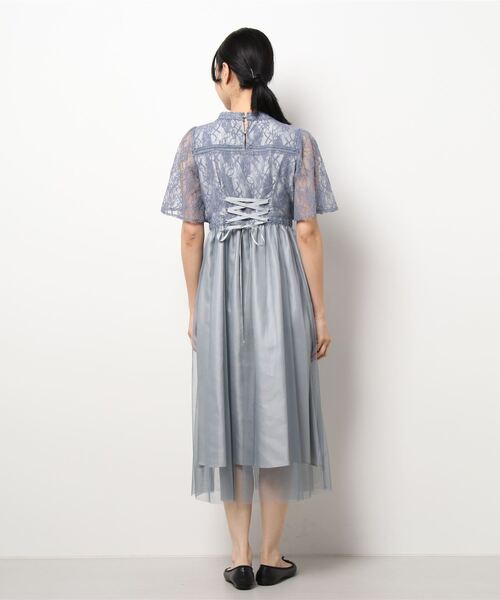 KATHARINE ROSS（キャサリンロス）の「【KATHARINE ROSS】はしごレースチュール5分袖ドレス（ドレス・レディース・ダークグリーン/ブルーグレー・MEDIUM）」の4枚目の写真