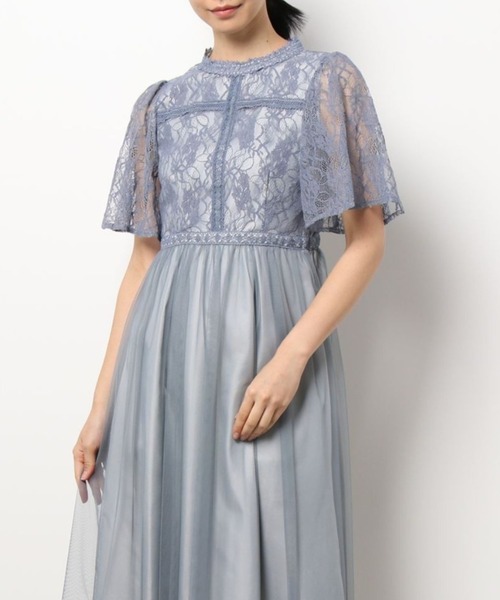 KATHARINE ROSS（キャサリンロス）の「【KATHARINE ROSS】はしごレースチュール5分袖ドレス（ドレス・レディース・ダークグリーン/ブルーグレー・MEDIUM）」の2枚目の写真