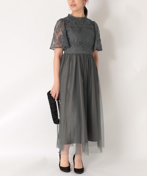 KATHARINE ROSS（キャサリンロス）の「【KATHARINE ROSS】はしごレースチュール5分袖ドレス（ドレス・レディース・ダークグリーン/ブルーグレー・MEDIUM）」の7枚目の写真