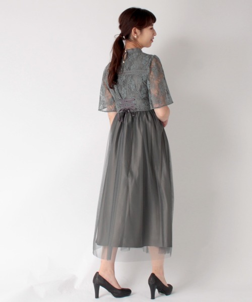 KATHARINE ROSS（キャサリンロス）の「【KATHARINE ROSS】はしごレースチュール5分袖ドレス（ドレス・レディース・ダークグリーン/ブルーグレー・MEDIUM）」の8枚目の写真