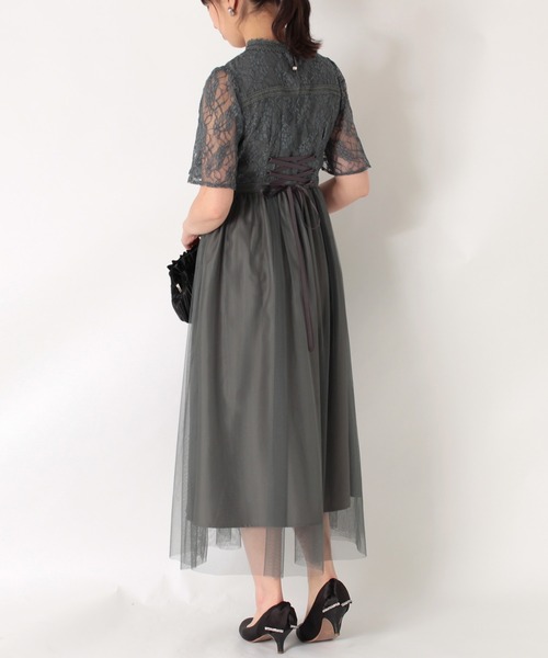 KATHARINE ROSS（キャサリンロス）の「【KATHARINE ROSS】はしごレースチュール5分袖ドレス（ドレス・レディース・ダークグリーン/ブルーグレー・MEDIUM）」の10枚目の写真