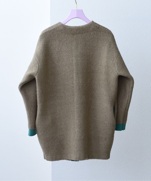 Eimee Law（エイミーロウ）の「接結ミドル丈ニットコーディガン（カーディガン/ボレロ・レディース・チャコールグレー/アイボリー/モカ・38）」の21枚目の写真