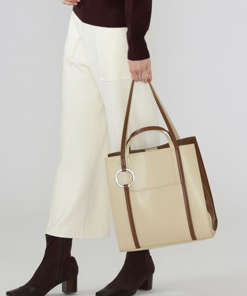 CAST:（キャストコロン）の「カラーコンビトートバッグ（トートバッグ・レディース・ベージュ/オフホワイト・FREE）」の9枚目の写真