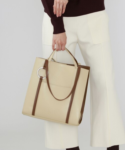 CAST:（キャストコロン）の「カラーコンビトートバッグ（トートバッグ・レディース・ベージュ/オフホワイト・FREE）」の4枚目の写真