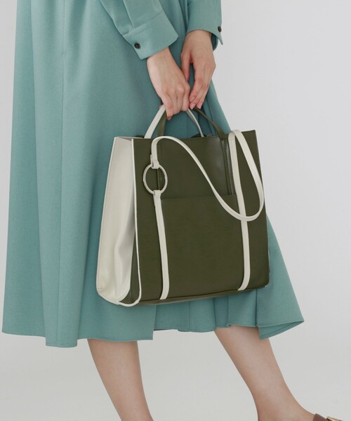 CAST:（キャストコロン）の「カラーコンビトートバッグ（トートバッグ・レディース・ベージュ/オフホワイト・FREE）」の3枚目の写真