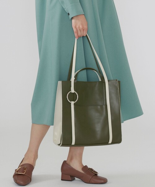 CAST:（キャストコロン）の「カラーコンビトートバッグ（トートバッグ・レディース・ベージュ/オフホワイト・FREE）」の2枚目の写真