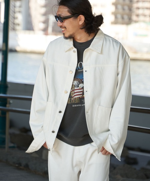 セール】ビッグポケットオーバーサイズ デニムカバーオールジャケット