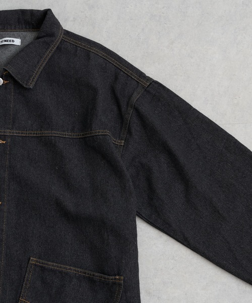 NO NEED(ノーニード)の「ビッグポケットオーバーサイズ デニムカバーオールジャケット / セットアップ可能(デニムジャケット・メンズ・ブルー/ブラック/ライトブルー/ホワイト・フリ-)」の13枚目の写真