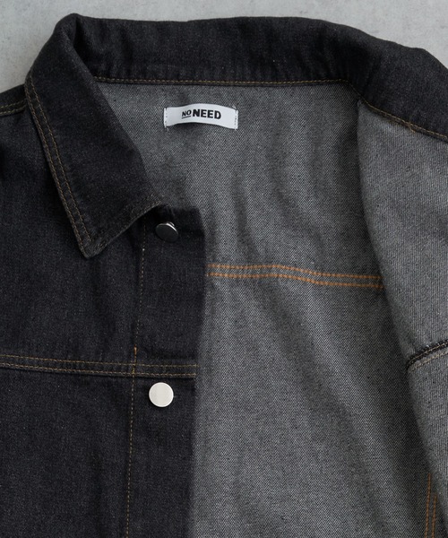 NO NEED(ノーニード)の「ビッグポケットオーバーサイズ デニムカバーオールジャケット / セットアップ可能(デニムジャケット・メンズ・ブルー/ブラック/ライトブルー/ホワイト・フリ-)」の16枚目の写真