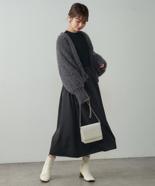 natural couture(ナチュラルクチュール)の「【WEB限定】袖コンドッキングワンピース(ワンピース・レディース・ブラック/その他1/グレイッシュベージュ・FREE)」の9枚目の写真
