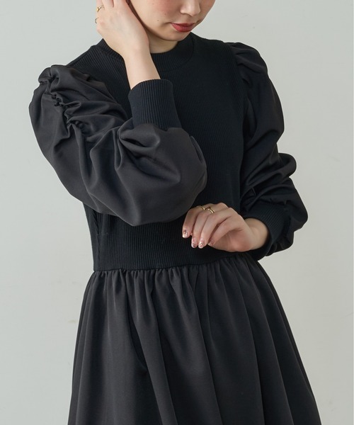 natural couture(ナチュラルクチュール)の「【WEB限定】袖コンドッキングワンピース(ワンピース・レディース・ブラック/その他1/グレイッシュベージュ・FREE)」の7枚目の写真