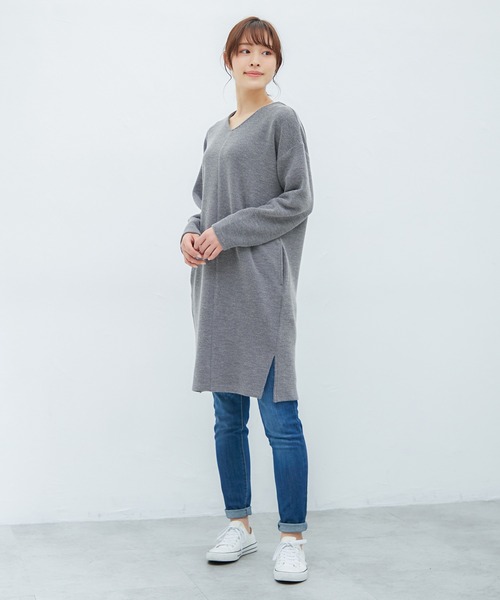 Honeys(ハニーズ)の「Vネックチュニック(チュニック・レディース・モカ/杢グレー/ブルー系その他/ピンク系その他・LL/M/L)」の5枚目の写真