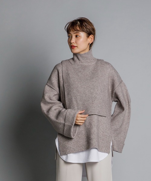 Emma Taylor（エマテイラー）の「4WAYスヌード付きディープVネックニット（ニット/セーター・レディース・ブラック/ベージュ/オフホワイト・FREE）」の17枚目の写真