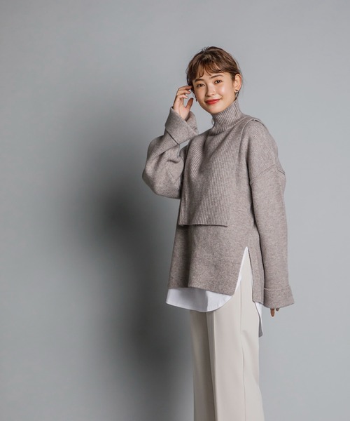 Emma Taylor（エマテイラー）の「4WAYスヌード付きディープVネックニット（ニット/セーター・レディース・ブラック/ベージュ/オフホワイト・FREE）」の18枚目の写真