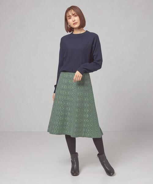 closet story（クローゼットストーリー）の「＜closet story＞レースジャカード ニットワンピース -ウォッシャブル-（ワンピース・レディース・ネイビー/ベージュ/ブラック・FREE）」の3枚目の写真