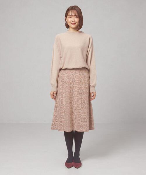 closet story（クローゼットストーリー）の「＜closet story＞レースジャカード ニットワンピース -ウォッシャブル-（ワンピース・レディース・ネイビー/ベージュ/ブラック・FREE）」の4枚目の写真