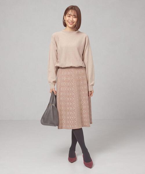 closet story（クローゼットストーリー）の「＜closet story＞レースジャカード ニットワンピース -ウォッシャブル-（ワンピース・レディース・ネイビー/ベージュ/ブラック・FREE）」の12枚目の写真