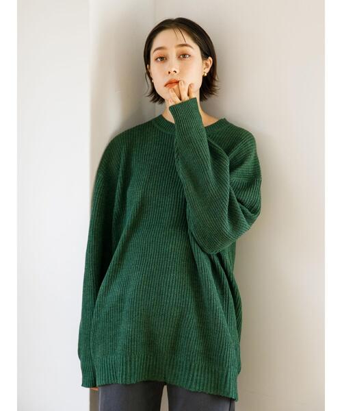 koe(コエ)の「リサイクルポリエステル 畦編みクルーネックニット*(ニット/セーター・レディース・アイボリー/ブラック/ホワイト系その他4/パープル/グレー系その他5/グリーン・M/S/L)」の22枚目の写真