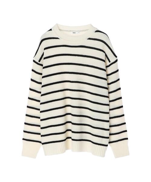 koe(コエ)の「リサイクルポリエステル 畦編みクルーネックニット*(ニット/セーター・レディース・アイボリー/ブラック/ホワイト系その他4/パープル/グレー系その他5/グリーン・M/S/L)」の12枚目の写真