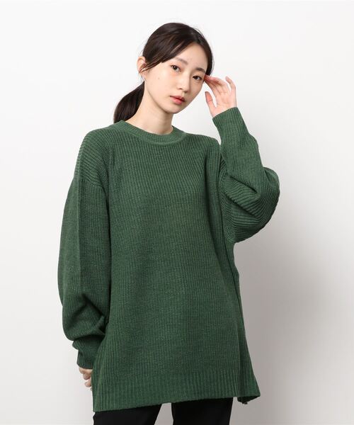 koe(コエ)の「リサイクルポリエステル 畦編みクルーネックニット*(ニット/セーター・レディース・アイボリー/ブラック/ホワイト系その他4/パープル/グレー系その他5/グリーン・M/S/L)」の14枚目の写真