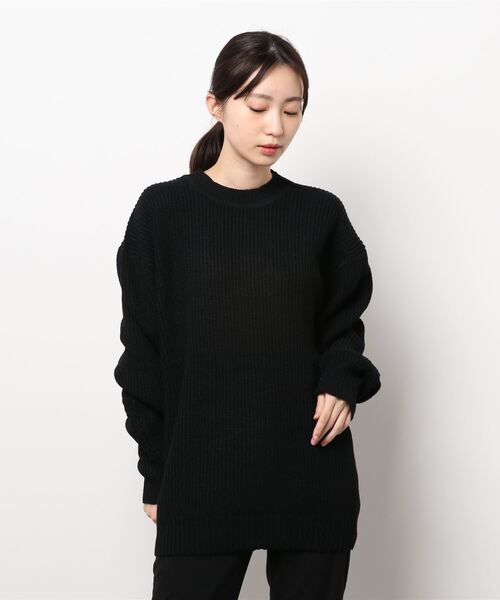 koe(コエ)の「リサイクルポリエステル 畦編みクルーネックニット*(ニット/セーター・レディース・アイボリー/ブラック/ホワイト系その他4/パープル/グレー系その他5/グリーン・M/S/L)」の15枚目の写真