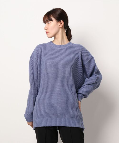 koe(コエ)の「リサイクルポリエステル 畦編みクルーネックニット*(ニット/セーター・レディース・アイボリー/ブラック/ホワイト系その他4/パープル/グレー系その他5/グリーン・M/S/L)」の18枚目の写真