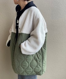 ACT | マットタフタ ボア切り替え M65 キルティングショートコート(ノーカラージャケット)