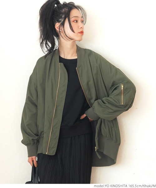 coca（coca）（コカ）の「ゆったりテールカットMA-1（MA-1・レディース・ベージュ/カーキ・L/M）」の6枚目の写真