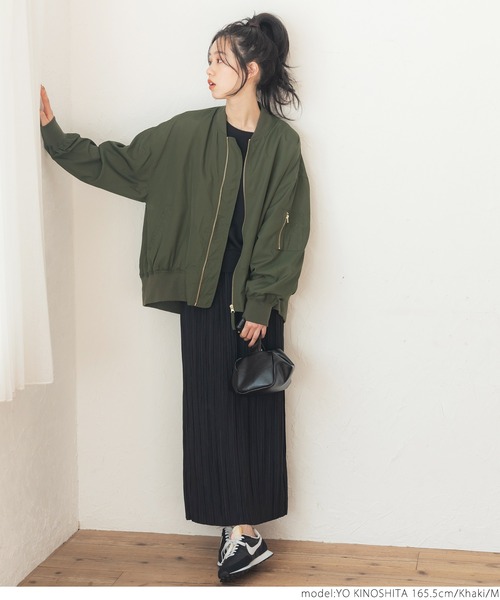 coca（coca）（コカ）の「ゆったりテールカットMA-1（MA-1・レディース・ベージュ/カーキ・L/M）」の8枚目の写真