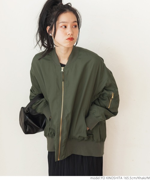 coca（coca）（コカ）の「ゆったりテールカットMA-1（MA-1・レディース・ベージュ/カーキ・L/M）」の9枚目の写真