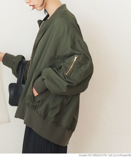 coca（coca）（コカ）の「ゆったりテールカットMA-1（MA-1・レディース・ベージュ/カーキ・L/M）」の10枚目の写真