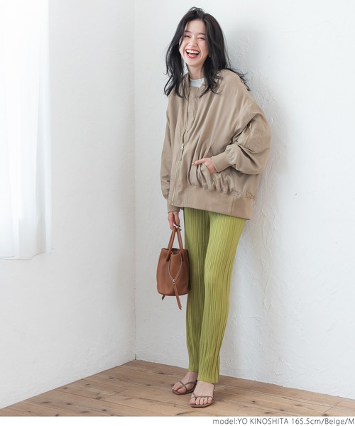 coca（coca）（コカ）の「ゆったりテールカットMA-1（MA-1・レディース・ベージュ/カーキ・L/M）」の12枚目の写真