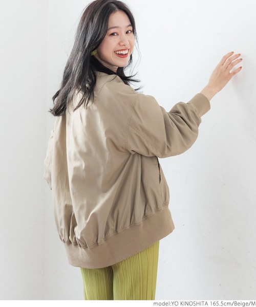 coca（coca）（コカ）の「ゆったりテールカットMA-1（MA-1・レディース・ベージュ/カーキ・L/M）」の13枚目の写真