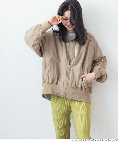 coca（coca）（コカ）の「ゆったりテールカットMA-1（MA-1・レディース・ベージュ/カーキ・L/M）」の15枚目の写真