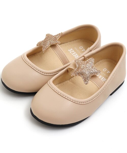 BREEZE(ブリーズ)の「きらきら星モチーフバレエシューズ(バレエシューズ・キッズ・ブラック/ベージュ・17/18/15 /14/19/16)」の1枚目の写真