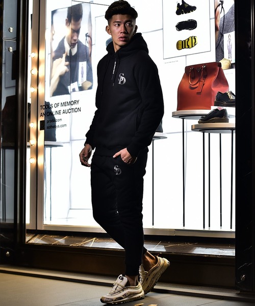 JOKER（ジョーカー）の「裏シャギーラインストーンジョガーパンツ（スウェットパンツ・メンズ・ブラック/ネイビー/オフホワイト/杢グレー・M/L/XL）」の6枚目の写真