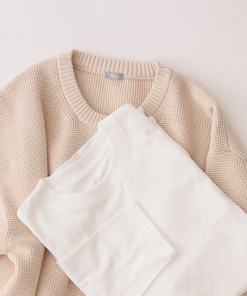 JOURNAL STANDARD relume（ジャーナルスタンダード　レリューム）の「《追加》【ニット+カットソーの2点SET】リサイクルポリエステル ワッフルニット（ニット/セーター・メンズ・ホワイト/ブラック/グレー/サックスブルー/ピンク/イエロー/グリーン/グレー系その他・MEDIUM/LARGE）」の14枚目の写真