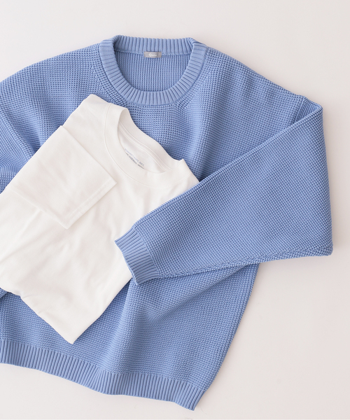 JOURNAL STANDARD relume（ジャーナルスタンダード　レリューム）の「《追加》【ニット+カットソーの2点SET】リサイクルポリエステル ワッフルニット（ニット/セーター・メンズ・ホワイト/ブラック/グレー/サックスブルー/ピンク/イエロー/グリーン/グレー系その他・MEDIUM/LARGE）」の15枚目の写真