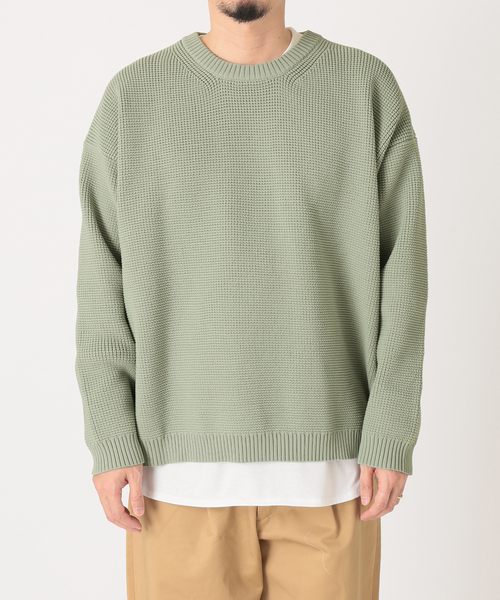 JOURNAL STANDARD relume（ジャーナルスタンダード　レリューム）の「《追加》【ニット+カットソーの2点SET】リサイクルポリエステル ワッフルニット（ニット/セーター・メンズ・ホワイト/ブラック/グレー/サックスブルー/ピンク/イエロー/グリーン/グレー系その他・MEDIUM/LARGE）」の16枚目の写真