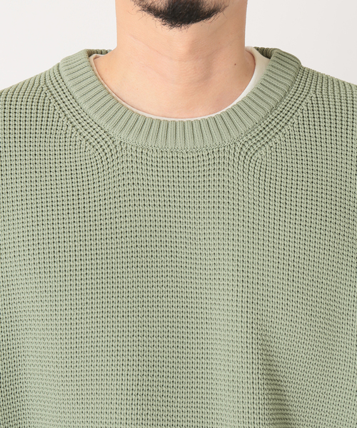 JOURNAL STANDARD relume（ジャーナルスタンダード　レリューム）の「《追加》【ニット+カットソーの2点SET】リサイクルポリエステル ワッフルニット（ニット/セーター・メンズ・ホワイト/ブラック/グレー/サックスブルー/ピンク/イエロー/グリーン/グレー系その他・MEDIUM/LARGE）」の20枚目の写真